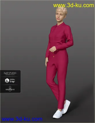 3D打印模型dForce H&C Coverall jumpsuit outfits for Genesis 8 Female(s)的图片