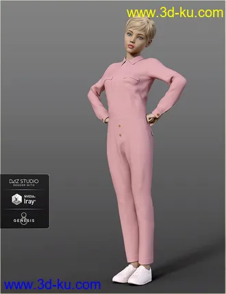 3D打印模型dForce H&C Coverall jumpsuit outfits for Genesis 8 Female(s)的图片