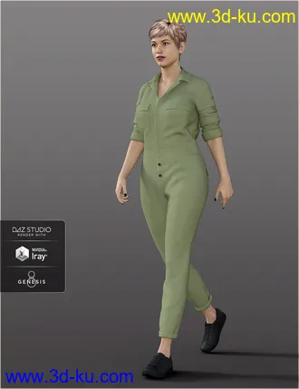 3D打印模型dForce H&C Coverall jumpsuit outfits for Genesis 8 Female(s)的图片