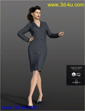 3D打印模型dForce H&C Double Button Dress for Genesis 8 Female(s)的图片