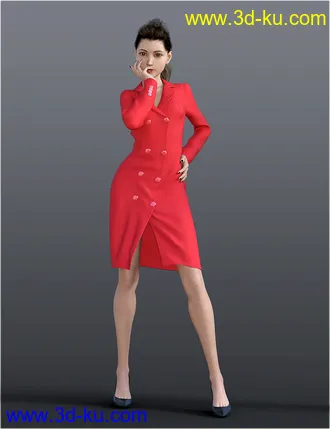 3D打印模型dForce H&C Double Button Dress for Genesis 8 Female(s)的图片