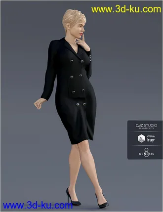 3D打印模型dForce H&C Double Button Dress for Genesis 8 Female(s)的图片