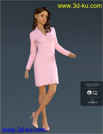 3D打印模型dForce H&C Double Button Dress for Genesis 8 Female(s)的图片
