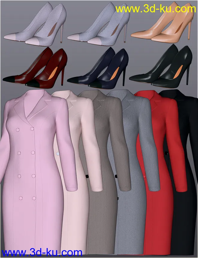 dForce H&C Double Button Dress for Genesis 8 Female(s)模型的图片9