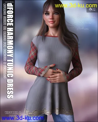 3D打印模型dForce Harmony Tunic Dress for Genesis 8 Females的图片