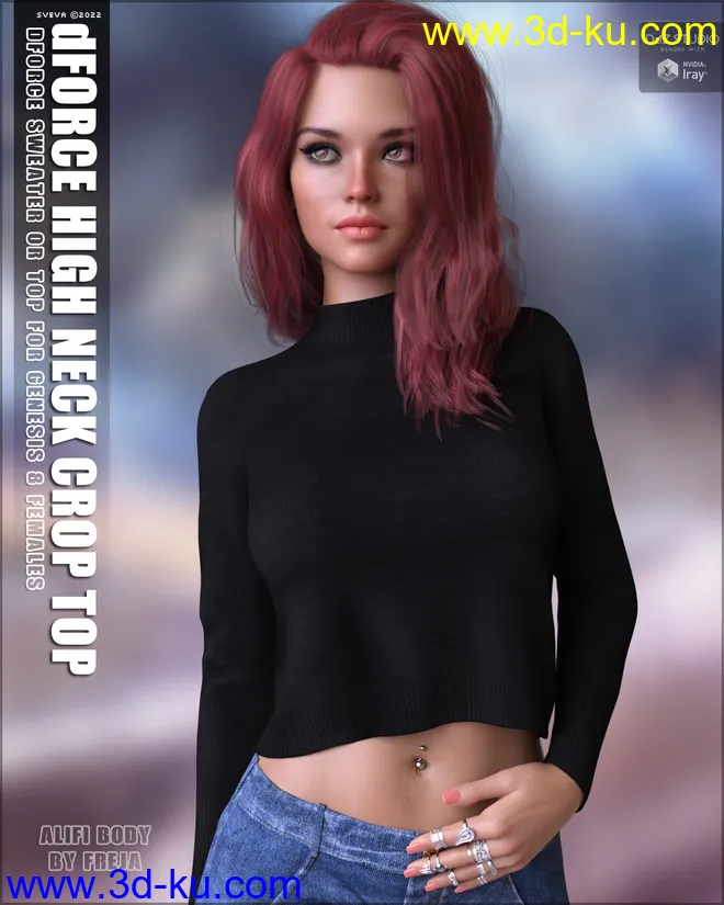 dForce High Neck Crop Top G8F模型的图片1