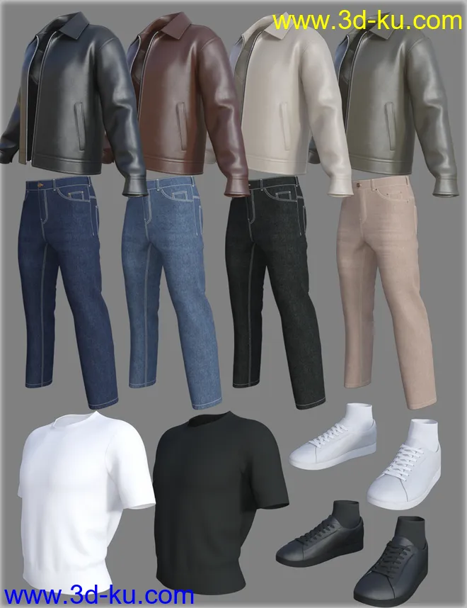 dForce HnC Leather Jacket Outfit for Genesis 8 Males模型的图片2