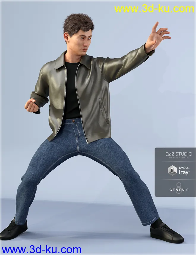 dForce HnC Leather Jacket Outfit for Genesis 8 Males模型的图片4