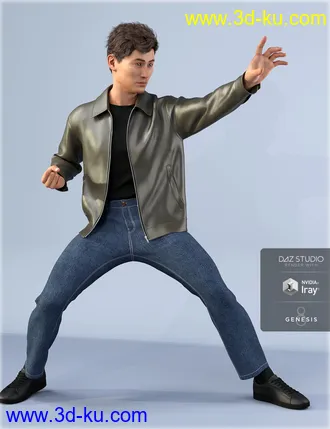3D打印模型dForce HnC Leather Jacket Outfit for Genesis 8 Males的图片