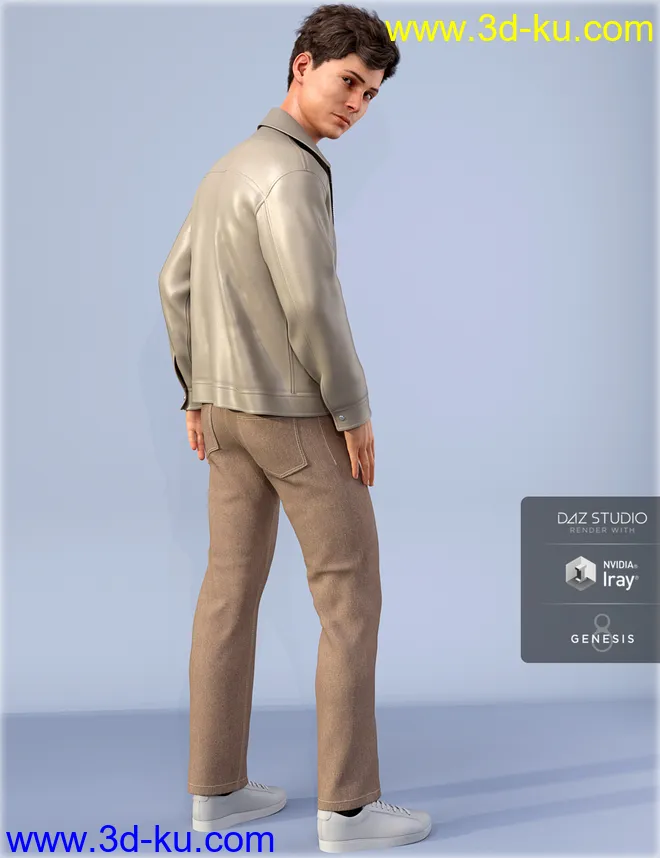 dForce HnC Leather Jacket Outfit for Genesis 8 Males模型的图片5