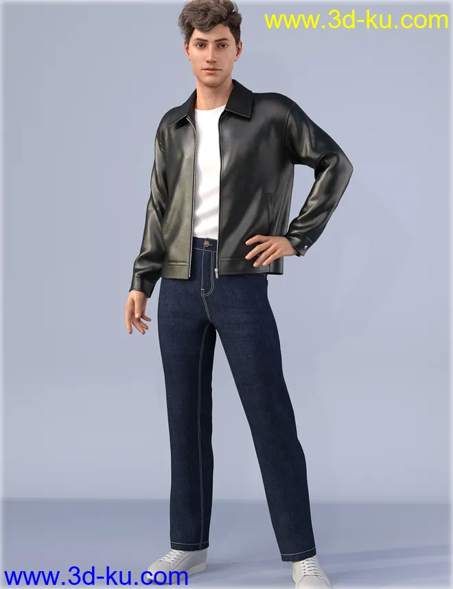 dForce HnC Leather Jacket Outfit for Genesis 8 Males模型的图片6