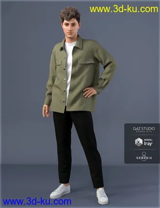 3D打印模型dForce HnC Shirt Jacket Outfit for Genesis 8 Males的图片