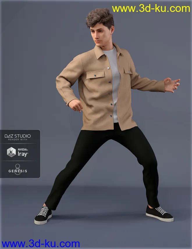 dForce HnC Shirt Jacket Outfit for Genesis 8 Males模型的图片2