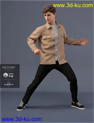 3D打印模型dForce HnC Shirt Jacket Outfit for Genesis 8 Males的图片