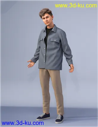 3D打印模型dForce HnC Shirt Jacket Outfit for Genesis 8 Males的图片