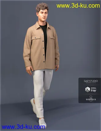 3D打印模型dForce HnC Shirt Jacket Outfit for Genesis 8 Males的图片