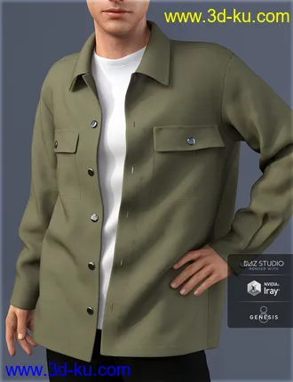 3D打印模型dForce HnC Shirt Jacket Outfit for Genesis 8 Males的图片