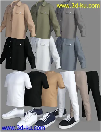 3D打印模型dForce HnC Shirt Jacket Outfit for Genesis 8 Males的图片