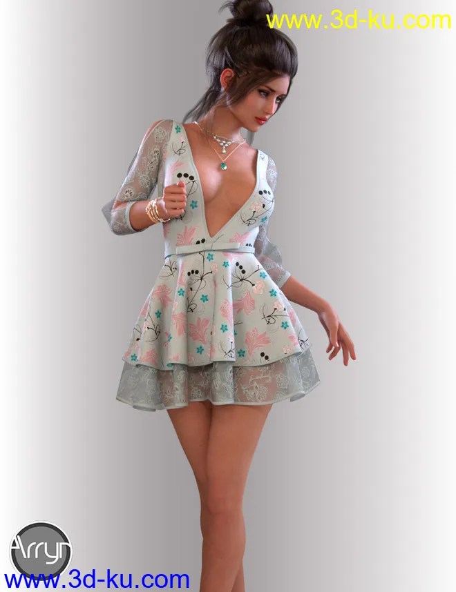 dForce June Holiday Dress Outfit for Genesis 8 Female(s)模型的图片2