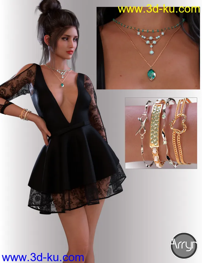 dForce June Holiday Dress Outfit for Genesis 8 Female(s)模型的图片3