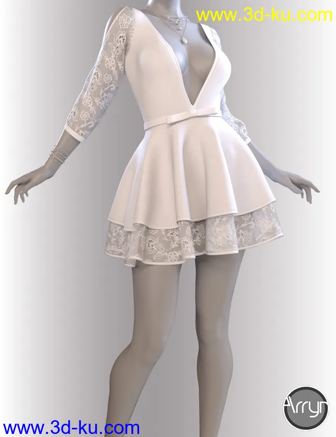 dForce June Holiday Dress Outfit for Genesis 8 Female(s)模型的图片4
