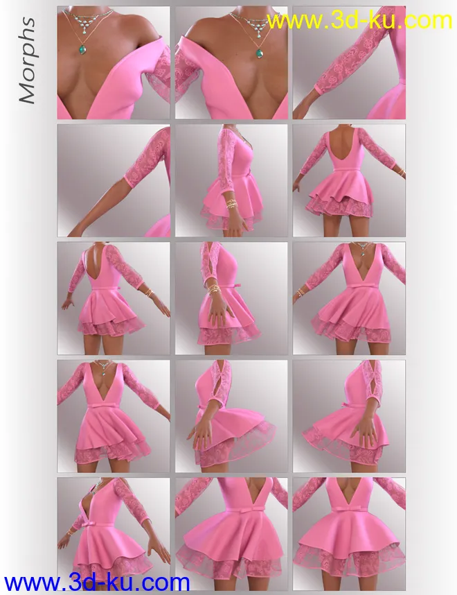 dForce June Holiday Dress Outfit for Genesis 8 Female(s)模型的图片7