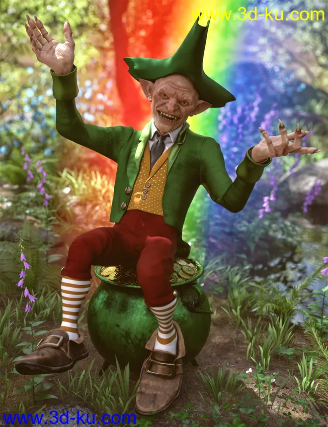 dForce Leprechaun Outfit for Genesis 8 Males Bundle模型的图片13