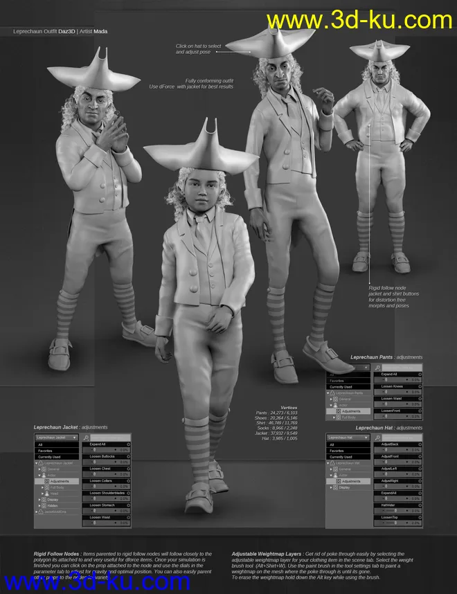 dForce Leprechaun Outfit for Genesis 8 Males Bundle模型的图片25