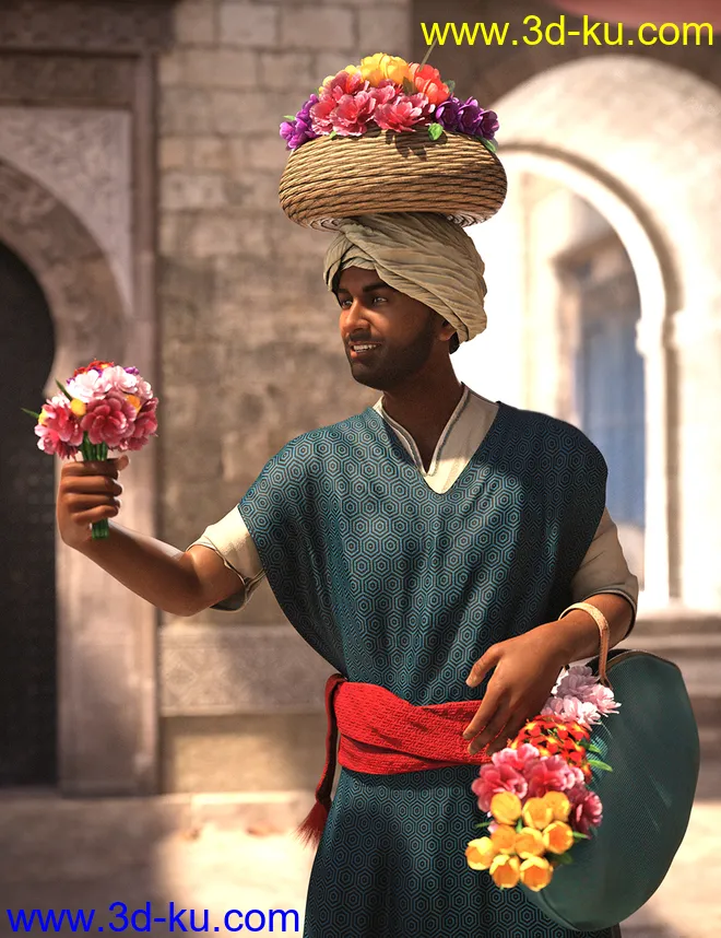 dForce Moroccan Flower Seller Outfit for Genesis 8 Males模型的图片1