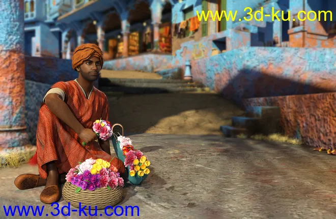 dForce Moroccan Flower Seller Outfit for Genesis 8 Males模型的图片3