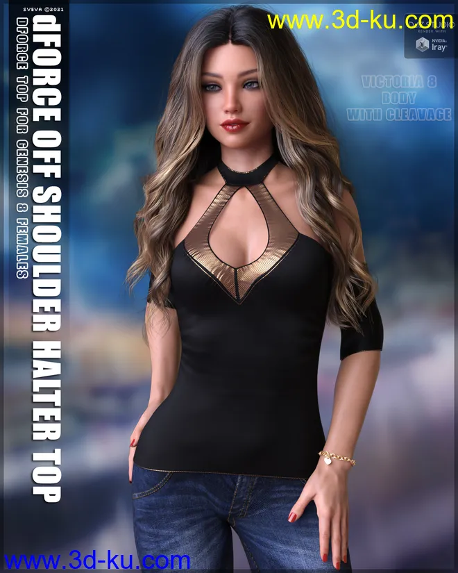 dForce Off Shoulder Halter Top G8F模型的图片1