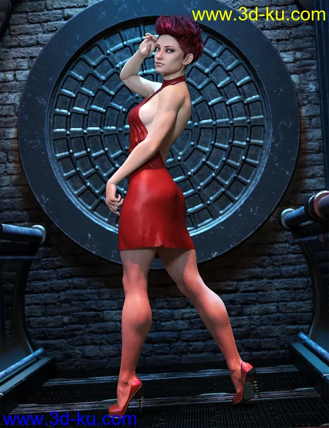 dForce Open Back Dress for Genesis 8 Female模型的图片3