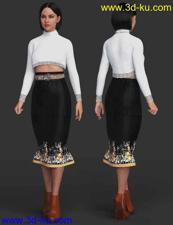 dForce Pengting Clothing Set for Genesis 8 Females模型的图片2