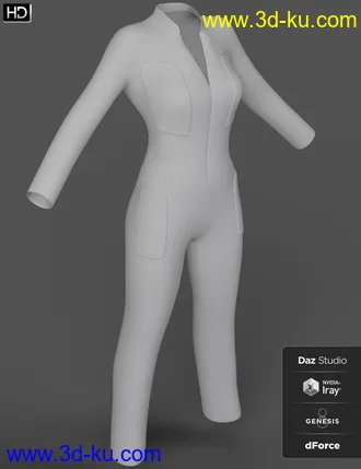 3D打印模型dForce Space Tech Utility Jumpsuit for Genesis 8 Female(s)的图片