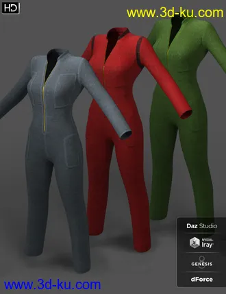 3D打印模型dForce Space Tech Utility Jumpsuit for Genesis 8 Female(s)的图片