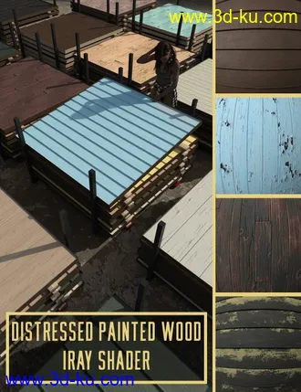 3D打印模型Distressed Painted Wood Iray Shader的图片