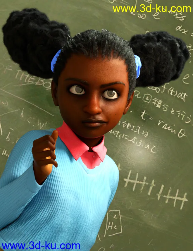 Double Puff Afro Puff Hair Style for Genesis 8 Females模型的图片1