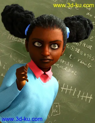3D打印模型Double Puff Afro Puff Hair Style for Genesis 8 Females的图片