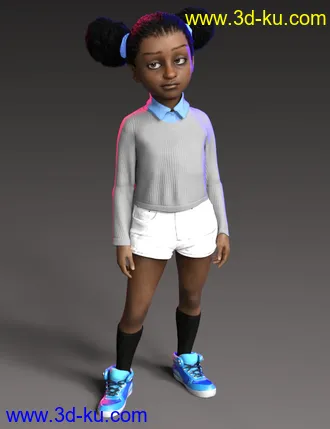 3D打印模型Double Puff Afro Puff Hair Style for Genesis 8 Females的图片