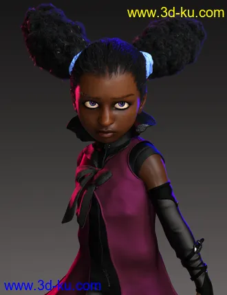 3D打印模型Double Puff Afro Puff Hair Style for Genesis 8 Females的图片