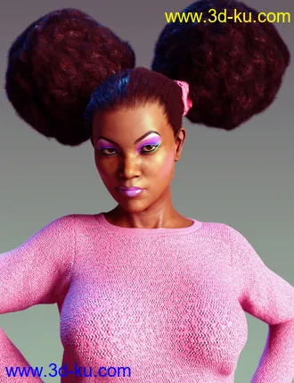 3D打印模型Double Puff Afro Puff Hair Style for Genesis 8 Females的图片