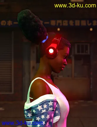 3D打印模型Double Puff Afro Puff Hair Style for Genesis 8 Females的图片