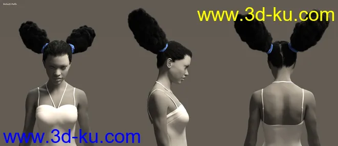 Double Puff Afro Puff Hair Style for Genesis 8 Females模型的图片11