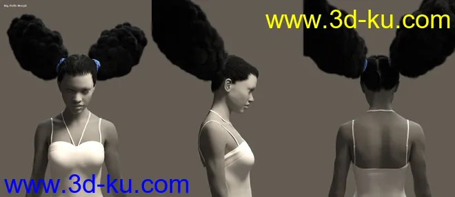 Double Puff Afro Puff Hair Style for Genesis 8 Females模型的图片12