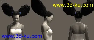 3D打印模型Double Puff Afro Puff Hair Style for Genesis 8 Females的图片