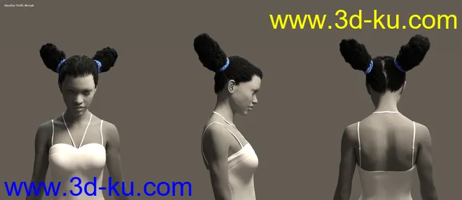 Double Puff Afro Puff Hair Style for Genesis 8 Females模型的图片13
