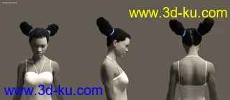 3D打印模型Double Puff Afro Puff Hair Style for Genesis 8 Females的图片