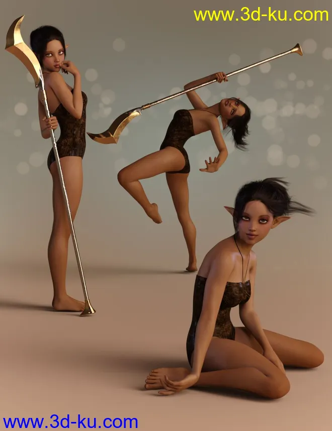 Elven Warrior Poses and Prop for Genesis 8 Female and Mika 8模型的图片1