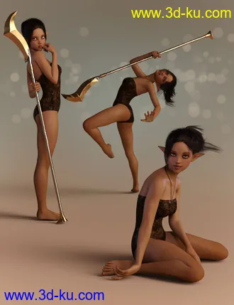3D打印模型Elven Warrior Poses and Prop for Genesis 8 Female and Mika 8的图片