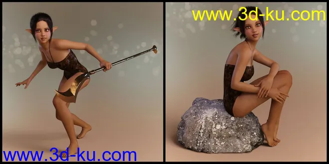 Elven Warrior Poses and Prop for Genesis 8 Female and Mika 8模型的图片2